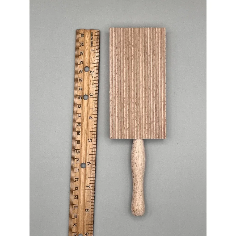 Vtg Wooden Gnocchi Hand Board Ridged Pasta Maker‎ Cavatelli Tool Natural Wood